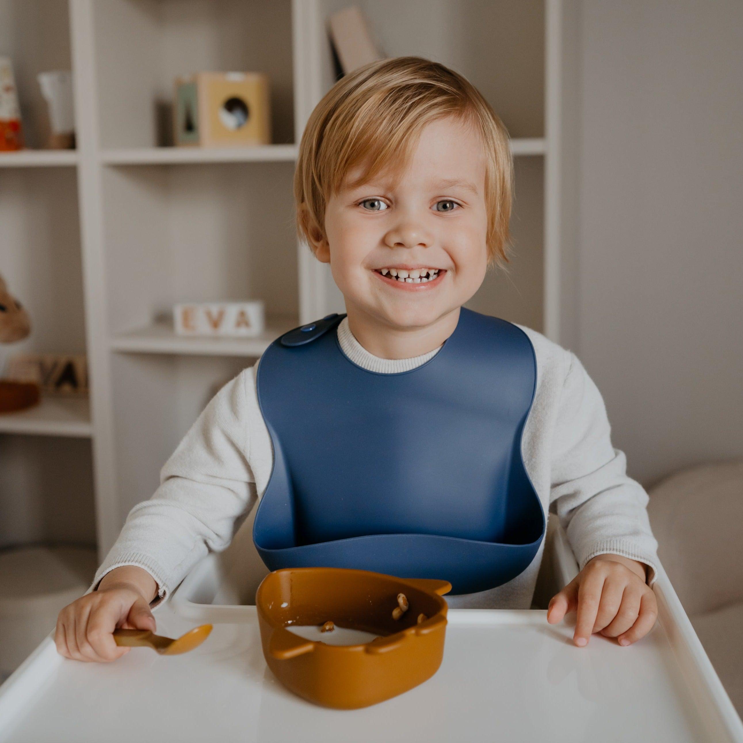 Silicone Baby Bib with Snaps Oxford Blue Cole Gwen