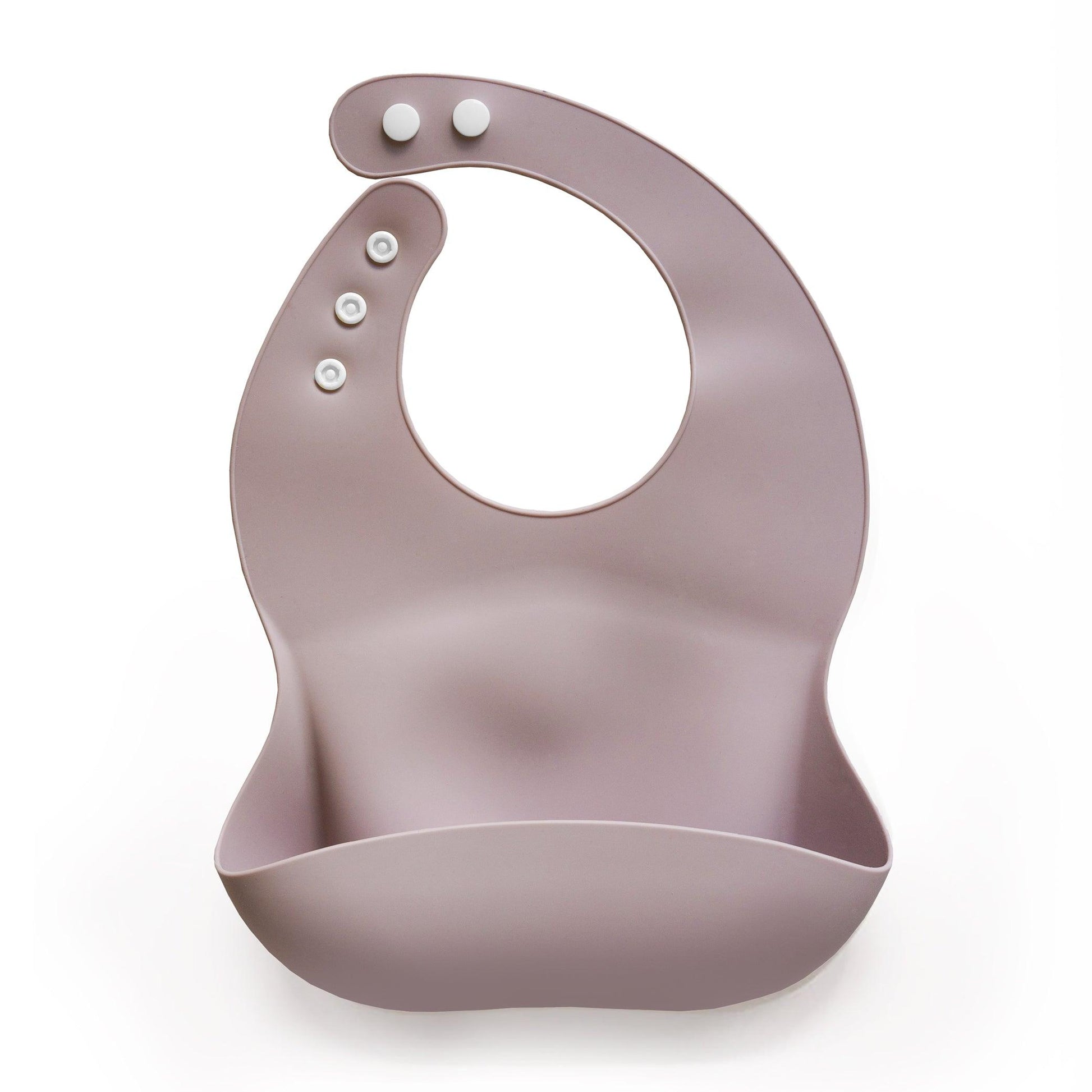 Silicone Baby Bib with Snaps - Peony - Cole & Gwen 