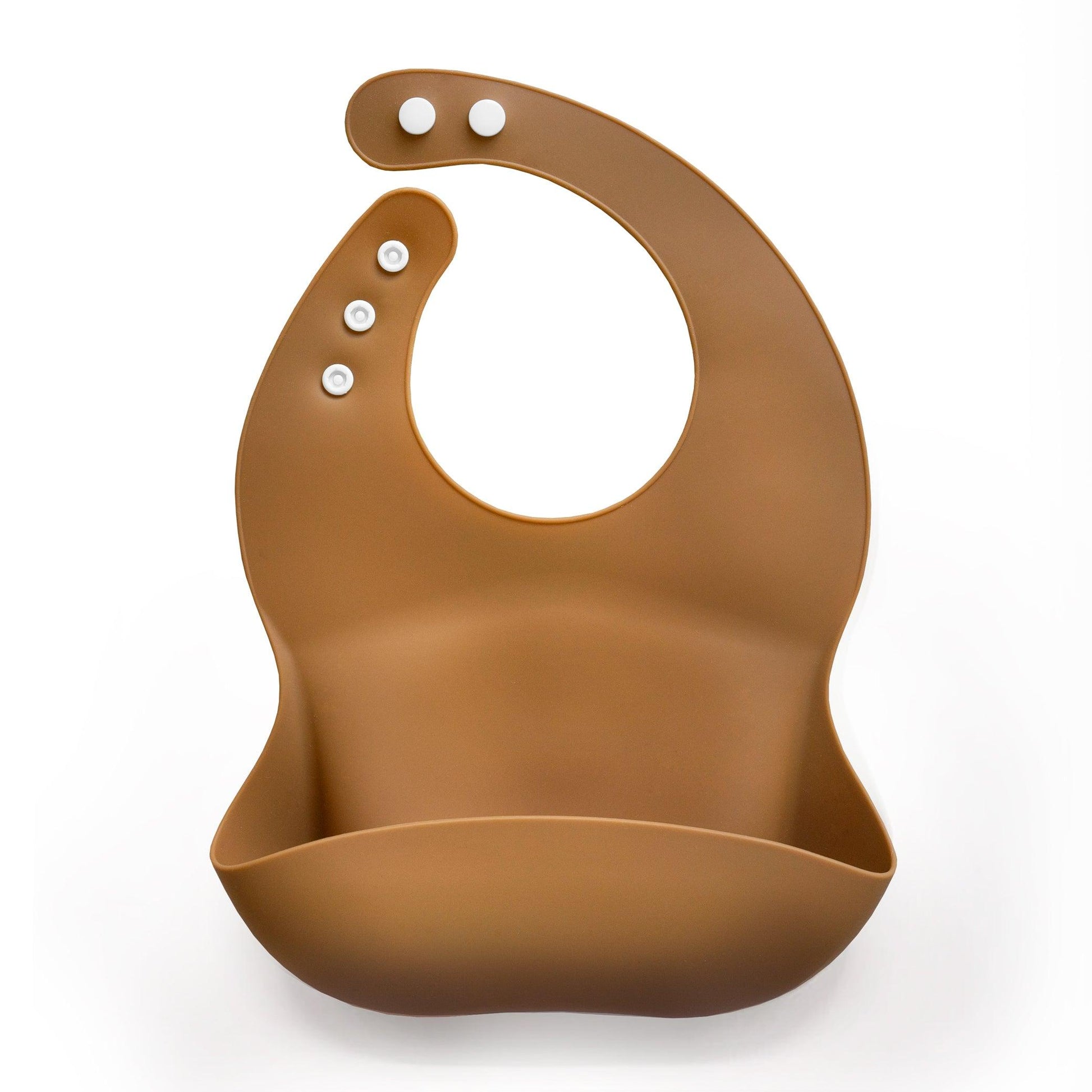 Silicone Baby Bib with Snaps - Camel