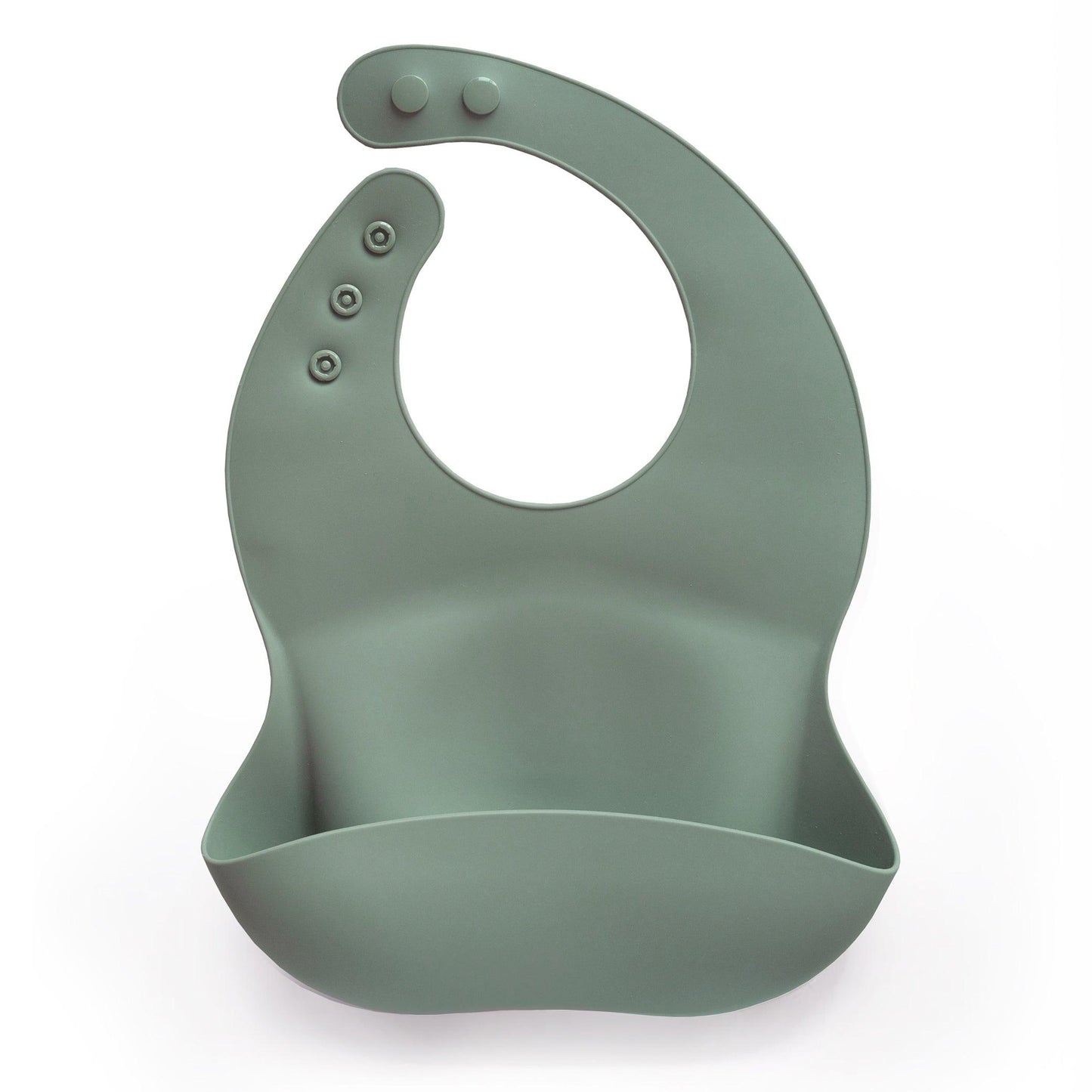 Silicone Baby Bib with Snaps - Sage - Cole & Gwen 