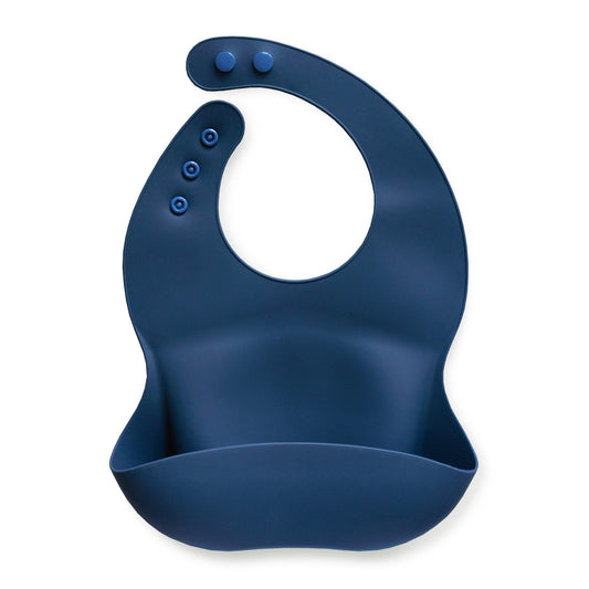 Silicone Baby Bib with Snaps - Oxford Blue - Cole & Gwen 