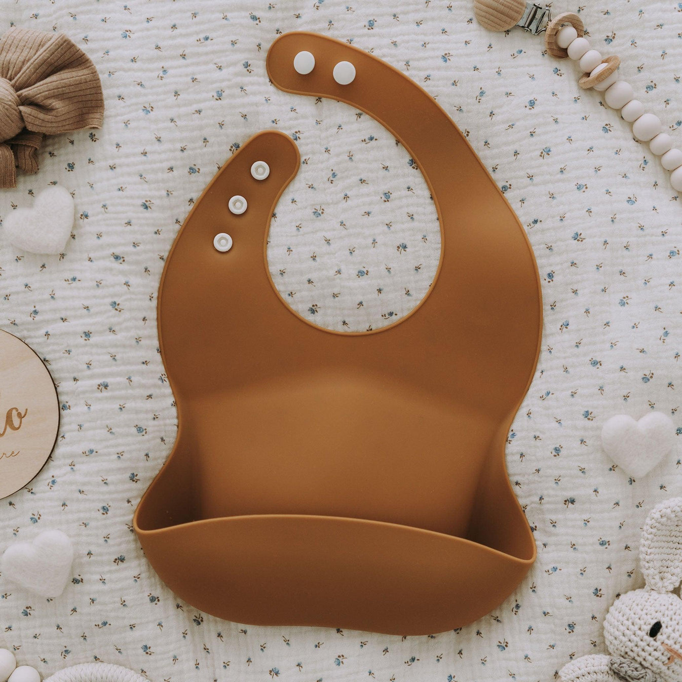 Silicone Baby Bib with Snaps Camel Cole & Gwen