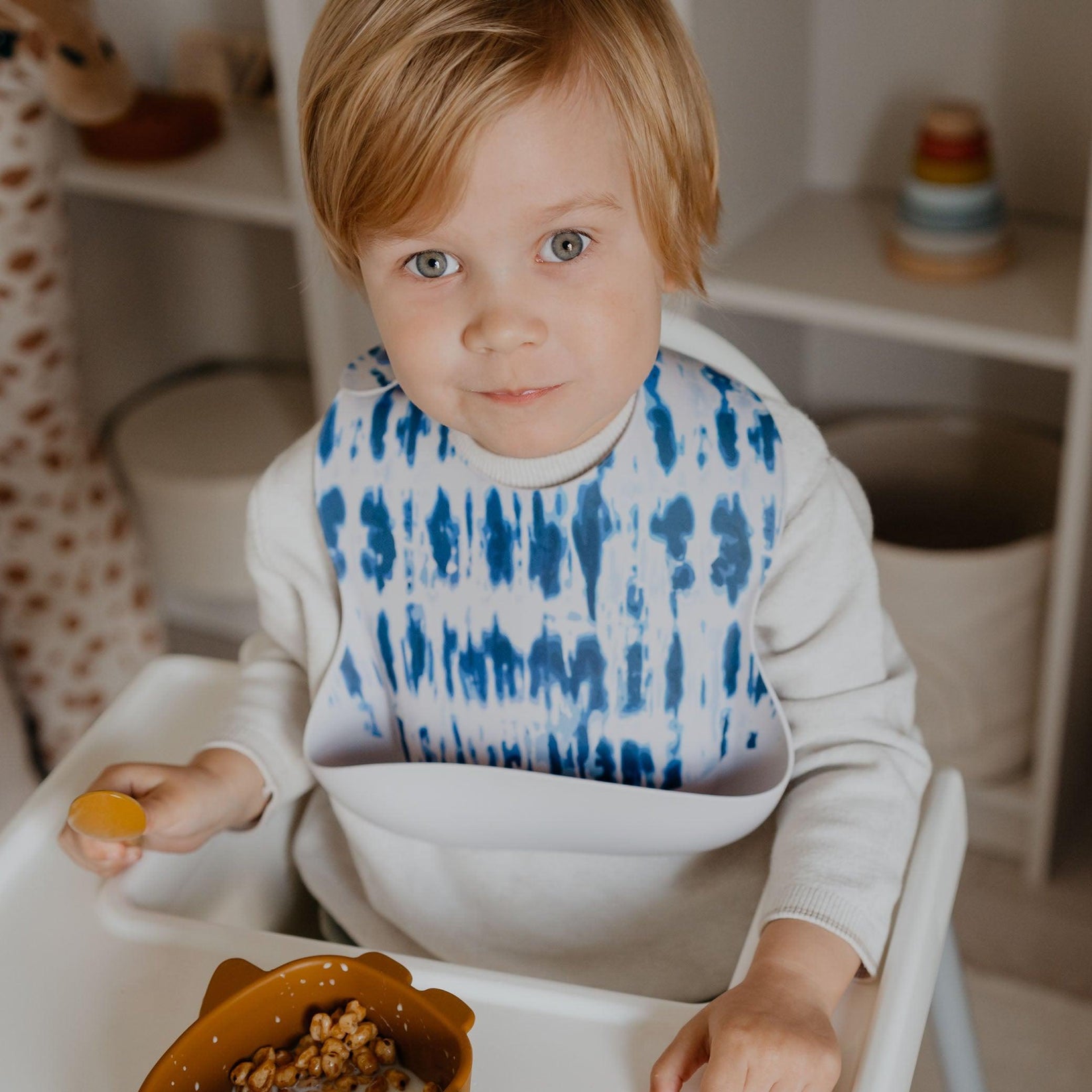 Silicone Baby Bib with Snaps Shibori Cole & Gwen