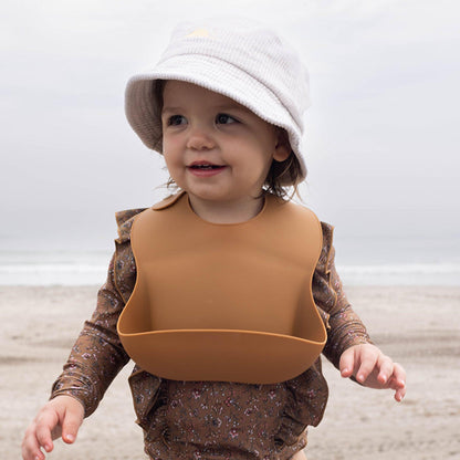 Silicone Baby Bib with Snaps - Camel - Cole & Gwen 
