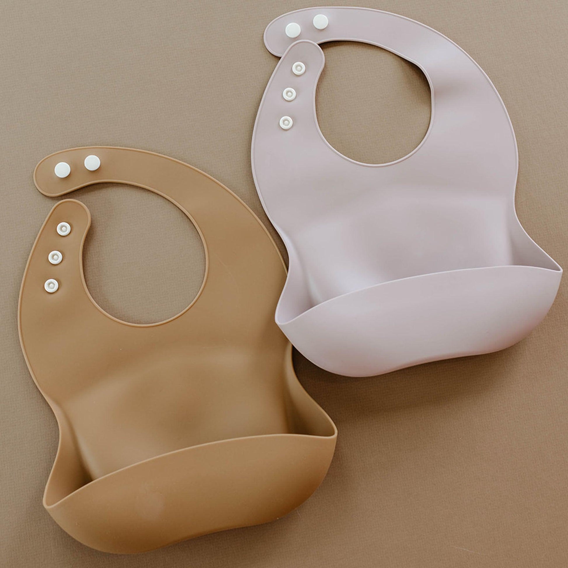 Silicone Baby Bib with Snaps - Peony - Cole & Gwen 
